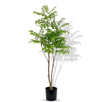 Image of Crystals 5Ft Decorative Artificial Flora Small Plants in Pots Fake for Indoor Decor Faux Bathroom (Chinese Pistache)