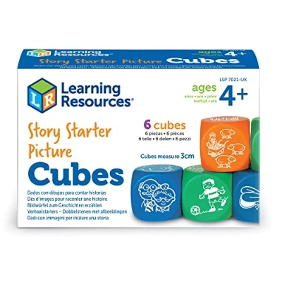 Image of Learning Resources Story Starter Picture Cubes, Dice Cubes Toys, Educational Vocabulary Games for Kids, Teaches Communication, Suitable Group Activities, Ages 4+