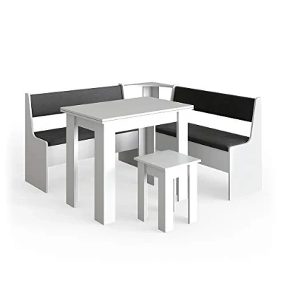 Image of Vicco Corner bench group Roman, White/Anthracite, 150 x cm with table