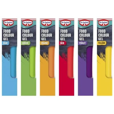 Image of Dr. Oetker Rainbow Food Colouring Set of 6 Colours, Concentrated Gel Colouring, Easy to Use Squeezy Tubes, Transform Plain Cakes Into Bright, Eye Catching Creations.