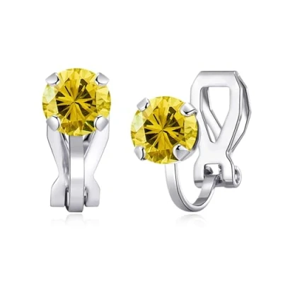 Image of Philip Jones November (Topaz) Birthstone Clip On Earrings Created with Zircondia® Crystals