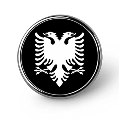 Image of Albanian Eagle Lapel Pin Round Badge Metal Brooch Art Decoration Jewelry Gift