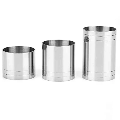 Image of Set of 3 25ml, 35ml &amp; 50ml Stainless Steel Thimble Bar Measure Spirit