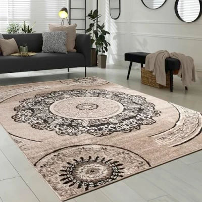 Image of Paco Home Designer Rug Mandala Motif Brown, Size:60x100 cm