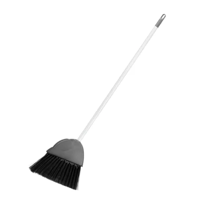 Image of HOMESHOPA Indoor Outdoor Sweeping Broom, Long Handle Soft Angled Bristle Floor Broom Brush, Perfect for Courtyard Garage Lobby Mall Market Home Kitchen Room Office (Grey)