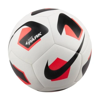 Image of NIKE DN3607 100 Park Recreational soccer ball Unisex Adult WHITE/BRIGHT CRIMSON/BLACK Size 5