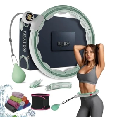 Image of Smart Weighted Hula Hoop For Adults, Detachable Fitness Ring With 360 Degree Auto Spinning Ball Massage, Hoops Equipment Weight Loss (Green)