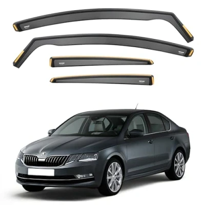 Image of iSpeed Premium Wind Deflectors for SKODA Octavia MK3 Hatchback 2013 19 5 Doors 4 pc Keep Your Car Ventilated In Rain Reduce Turbulence Tinted, Channel Type