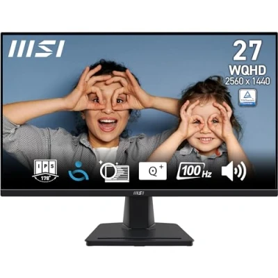 Image of MSI PRO MP275Q 27 Inch WQHD Office Monitor 2560 x 1440 IPS Panel, 100 Hz, Eye Friendly Screen, Built in Speakers, Tilt Adjustable HDMI 2.0b, DP (1.2a)