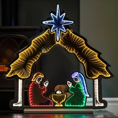 Image of Samuel ALEXANDER 65cm Light up Nativity Scene Infinity Christmas Decoration with Multi Coloured LEDs