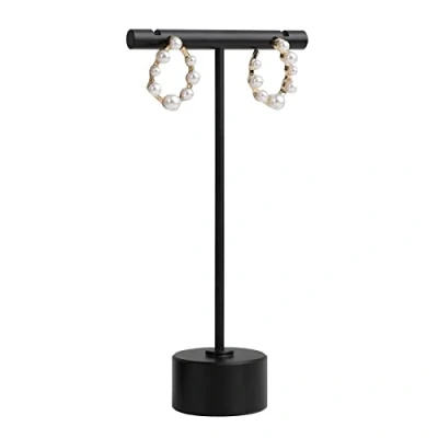 Image of GemeShou Metal T bar earrings Tree Organizer, earring stand retail Holder, jewelry photography display for show【Black Round Base Height 11.5cm】