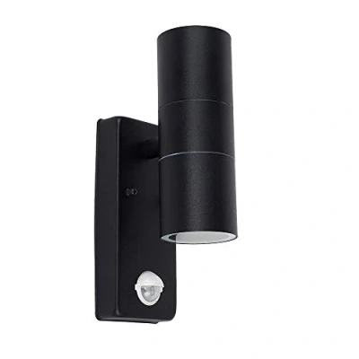 Image of MiniSun Modern Black External Up/Down Outdoor Wall Light PIR Motion Sensor Detector IP44 Rated