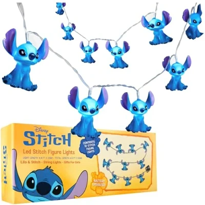 Image of Disney Stitch LED String Lights 10 pcs, Fairy Kids Teenagers Adults 150cm, Indoor Bedroom Dorm Decor Accessories