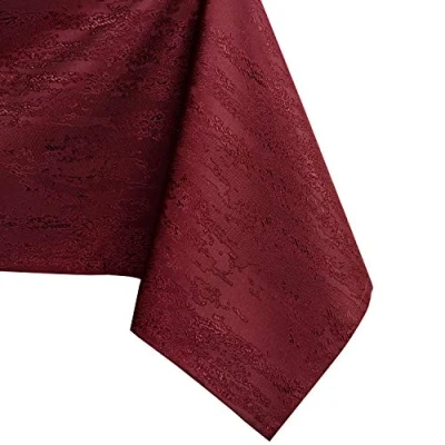 Image of AmeliaHome Oval Tablecloth, 120 x 160 cm, Stain Protection, Lotus Effect, Washable, Water Repellent, Ornament, Vesta Bordeaux