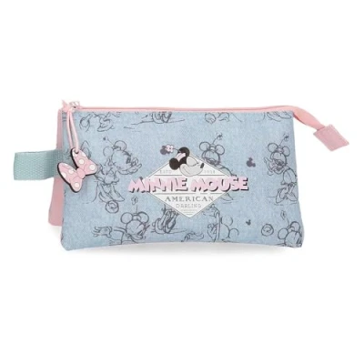 Image of Joumma Disney Minnie American Darling Triple Pencil Case Blue 22x10x9cm Polyester by Bags, Blue,