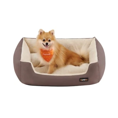 Image of Feandrea Dog Bed Large Washable, Soft Cosy Grey Sofa Puppy for Medium Dogs, Removable Reversible Cushion Beds Pet Bed, 70 x 55 21 cm, Brown PGW03Z