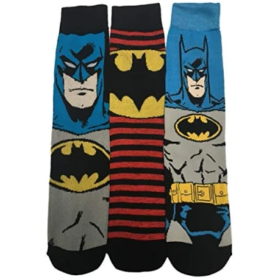 Image of 3x Pairs of Mens Boys Novelty Batman or Avengers Socks/UK 6 11 (Batman)