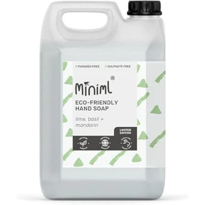 Image of Miniml Hand Soap Wash Liquid 5L Refill Lime, Basil &amp; Mandarin Infused Hand, Skin Body Gel for Soft and Sensitive Care 100% Vegan Cruelty Free