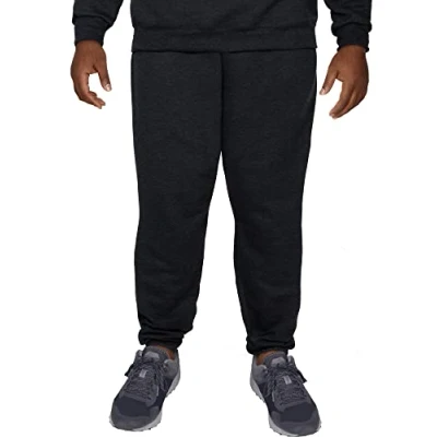 Image of Fruit of the Loom Men&#039;s Big &amp; Tall Eversoft Fleece Elastic Bottom Sweatpants with Pockets, Relaxed Fit, Moisture Wicking, Breathable, Black Heather, XX Large