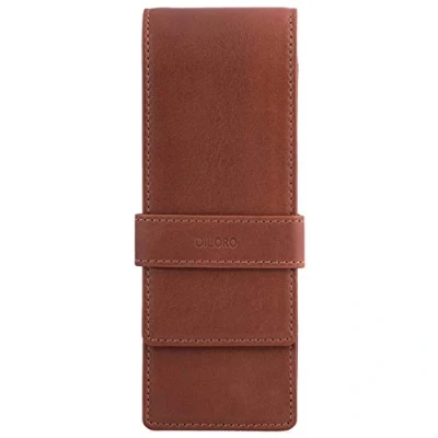 Image of DiLoro Leather Triple Pen Case (Bugatti Tan)