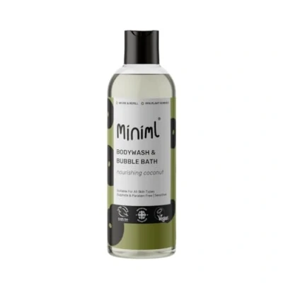 Image of Miniml All Natural Body Wash and Bubble Bath 500ml Moisturising Coconut Skin Eco Shower Gel Soak Vegan Friendly High Foam