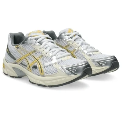 Image of Asics Sportstyle GEL1130 Trainers, Women&#039;s, Size: 6.5, White/faded yellow Imitation leather/ textile