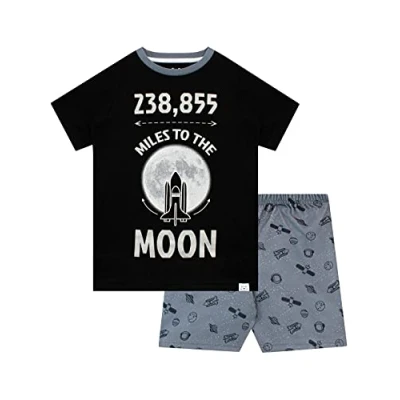 Image of Harry Bear Boys Shorts Pyjamas Space Black 9 10 Years