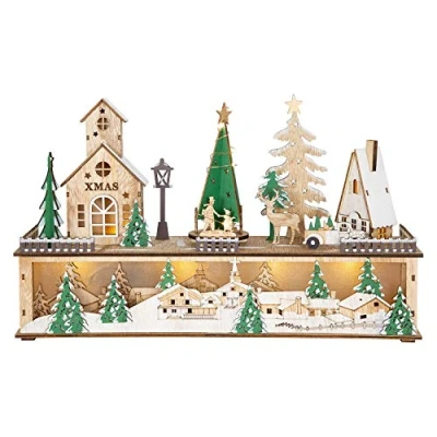 Image of Christmas Workshop LED Wooden Village Scene
