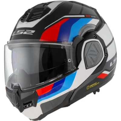 Image of LS2 FF906 Advant Modular 180 Flip Front Dual Visor Full Face Motorbike Helmet Sport. ECE 22.06 Certified. Complete With Pinlock and Luxury Camo Backpack Style Carry Bag. (Large)