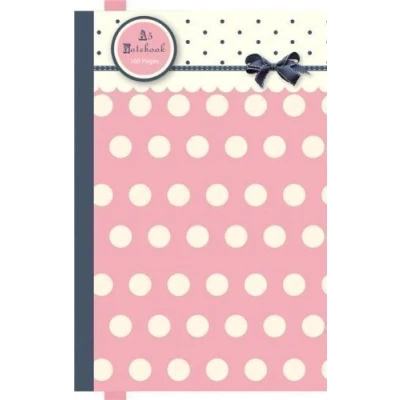 Image of The Home Fusion Company Girls Spots Stripes &amp; Bow Pink Hard Cover Lined Paper A5 Notebook 160 Pages