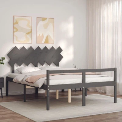 Image of vidaXL Senior Bed without Mattress Grey King Size Solid Wood