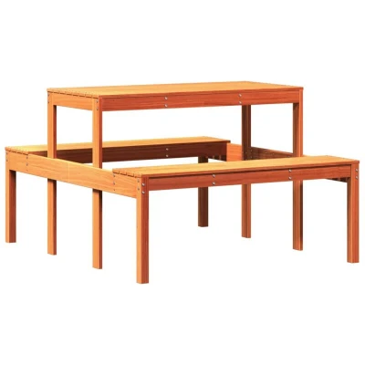 Image of vidaXL Picnic Table Wax Brown 110x134x75 cm Solid Wood Pine