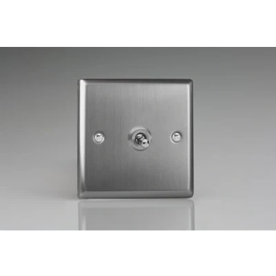 Image of Varilight XTT7 Classic Brushed Steel 1 Gang 10A Intermediate Toggle Light Switch