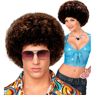Image of Unisex Curly Brown Wig for Hair Accessory Fancy Dress