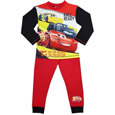 Image of Disney Boys Cars Long Sleeve Pjs Pyjama Set 9 10 Years Cotton Blend Older