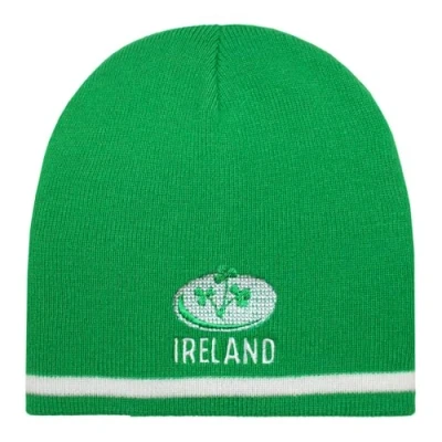 Image of TeddyT&#039;s Men&#039;s Ireland Irish Shamrock Rugby Ball Embroidered Green Beanie Hat