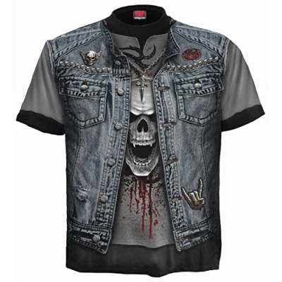 Image of Spiral Thrash Metal Allover T Shirt Black S