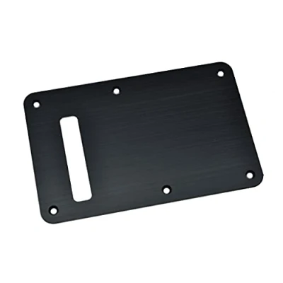 Image of KAISH 6 Hole Metal Aluminum Anodized Modern Style ST/Strat Back Plate Tremolo Trem Cavity Cover for USA/Mexico Stratocaster/Strat Matte Black