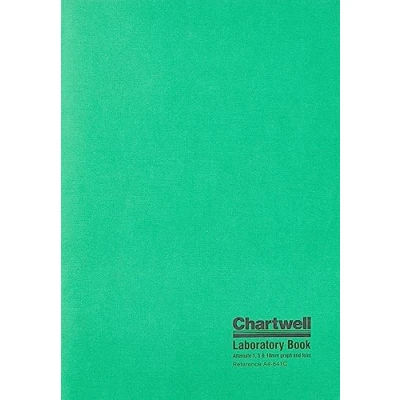 Image of Exacompta Ref A4 641CZ Chartwell Softcover Laboratory Technical Note Book, 297 x 210mm, 1mm/5mm/10mm Quadrille Grid Square Ruling, 80 pages 70gsm Paper Green