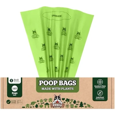 Image of Pogi’s Compostable Poop Bags 140 Grab &amp; Go Dog Leak Proof, Extra Large, Plant Based, ASTM D6400 Certified Home Waste for Dogs