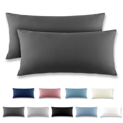 Image of REDKEY Cushion Cover 40 x 80 cm, Set of 2 Pillowcases with Zip, Brushed Microfibre for Cushions, Washable up to C, Anthracite