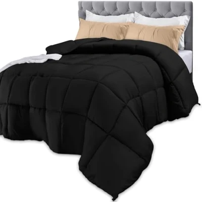 Image of Utopia Bedding All Season 250 GSM Comforter Plush Siliconized Fiberfill Comforters Queen Size Box Stitched (Full/Queen, Black)