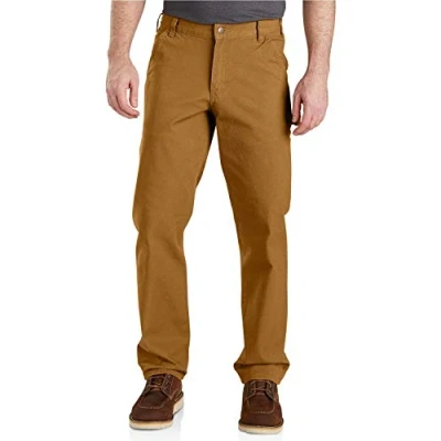 Image of Carhartt Men&#039;s Rugged Flex Relaxed Fit Duck Dungaree Work Utility Pants, Brown, 31W x 30L