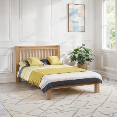 Image of Julian Bowen Amsterdam Bed with Low Foot End, Light Oak, Double
