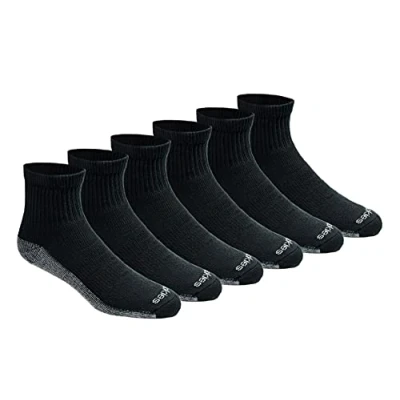 Image of Dickies Men&#039;s Dri tech Moisture Control Quarter Socks, Available in M XXL (6, 12, 18 Grey Sole Shoe 12 15 13 15, Black (6 Pairs), X Large (Pack of 6)