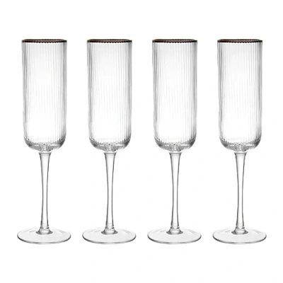 Image of Mikasa Sorrento Ridged Crystal Set of 4 200ml Champagne Flutes