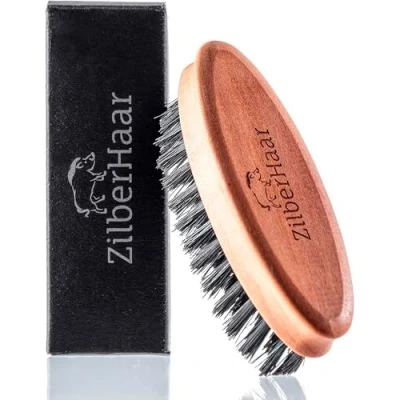 Image of ZilberHaar Pocket Beard Brush Small Soft Boar Bristle for Men Travel Size Mens Straightens &amp; Promotes Growth, Works with Oil Styling Balm to Soften