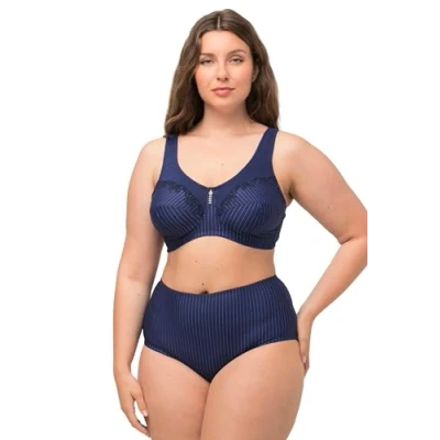 Image of Ulla Popken Women&#039;s Relief Bra, Pinstripe C g, Navy, 44C