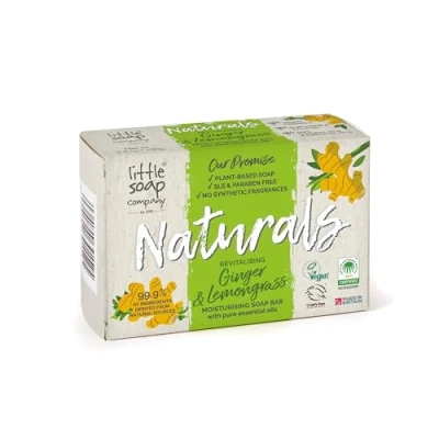 Image of Little Soap Company Naturals Ginger &amp; Lemongrass Bar Vegan, Cruelty Free, No SLS or Parabens, With Essential Oils, Natural Face, Body Hand Bar,100g