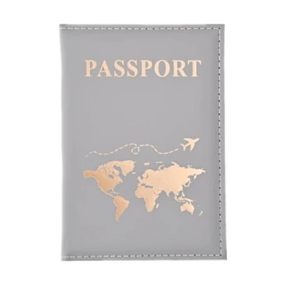 Image of SamHeng Universal Passport Cover, Portable Map Holder Wallet Case Organiser for Women Men, PU Leather Airplane Travel Protector Credit Cards Cash Boarding Passes (Grey)